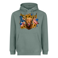 Sage 4th of july shaggy cow leopard background Heavyweight Hoodie - Jasminsmagicworld