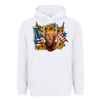 White 4th of july shaggy cow leopard background Heavyweight Hoodie - Jasminsmagicworld