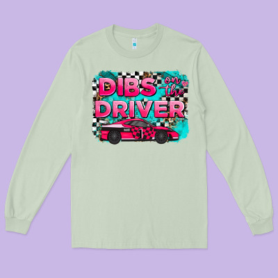 Dibs On The Driver Background Long Sleeve Tee Designed By Adodesignshop