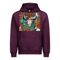 Mauve Wine Western with bull skull Urban Hoodie - NancyCooperArtShop