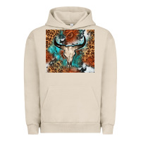 Pigment French Oak Western with bull skull Urban Hoodie - NancyCooperArtShop