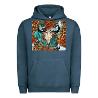 Pigment Midnight Navy Western with bull skull Urban Hoodie - NancyCooperArtShop