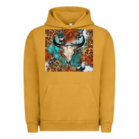 Pigment Peanut Butter Western with bull skull Urban Hoodie - NancyCooperArtShop