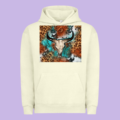 Western With Bull Skull Urban Hoodie Designed By Nancycooperartshop