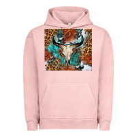 Pigment Salmon Western with bull skull Urban Hoodie - NancyCooperArtShop
