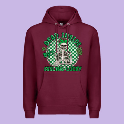 Dead Inside But Feeling Lucky Premium Hoodie Designed By Maliassmallbusiness