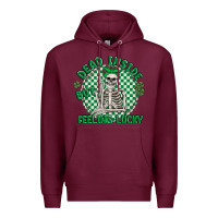 Burgundy dead inside but feeling lucky Premium Hoodie - MaliasSmallBusiness