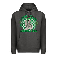 Charcoal Heather dead inside but feeling lucky Premium Hoodie - MaliasSmallBusiness
