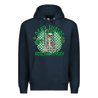 Navy dead inside but feeling lucky Premium Hoodie - MaliasSmallBusiness