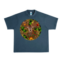 Midnight Navy Christmas Reindeer Urban Heavy Tee - RanaPortraitStore