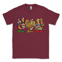 Burgundy peace love autism Classic Tee - Zillion Design Studio
