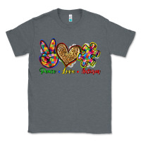 Charcoal Heather peace love autism Classic Tee - Zillion Design Studio