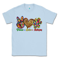 Dusty Blue peace love autism Classic Tee - Zillion Design Studio
