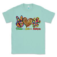 Seafoam peace love autism Classic Tee - Zillion Design Studio