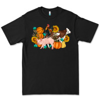 Black Farm Life Fall Pig Cow Rooster Premium Tee - Artiststas