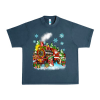 Midnight Navy christmas santa and friends train Urban Heavy Tee - Zillion Design Studio