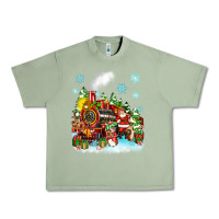 Oil Green christmas santa and friends train Urban Heavy Tee - Zillion Design Studio