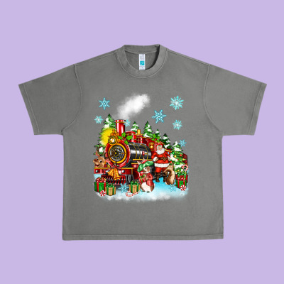 Urban Heavy Tee christmas santa and friends train