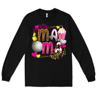 Black mama volleyball with popcorn Long Sleeve Tee - texasbilliewilder