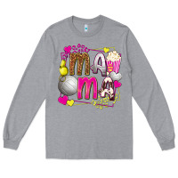 Heather Grey mama volleyball with popcorn Long Sleeve Tee - texasbilliewilder