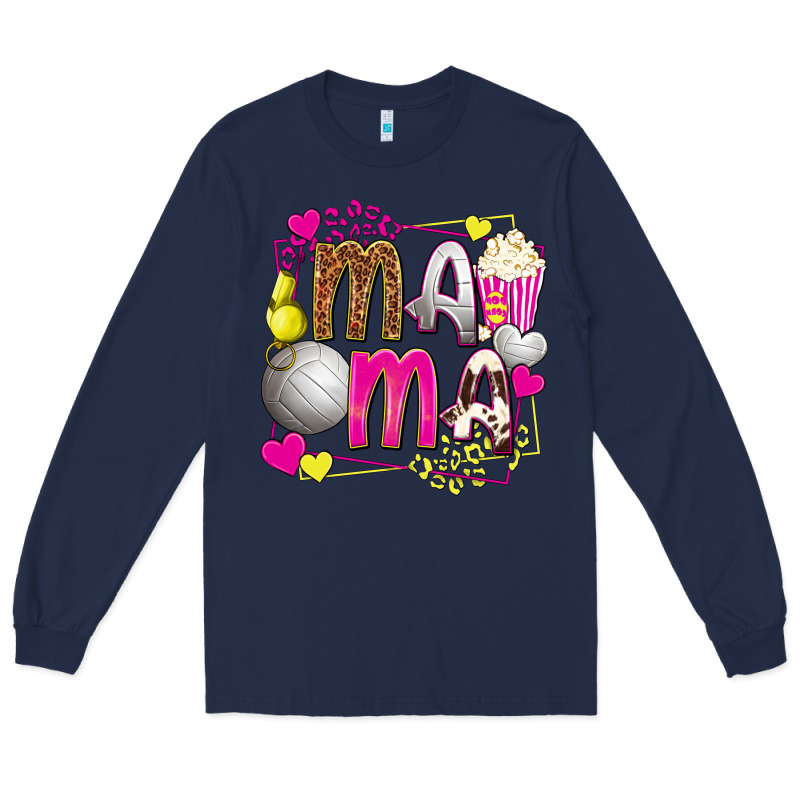 Mama Volleyball With Popcorn Long Sleeve Tee by texasbilliewilder | Teevron