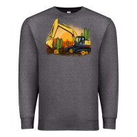 Charcoal Heather excavator cactus sunflower sunset Premium Sweatshirt - Artiststas