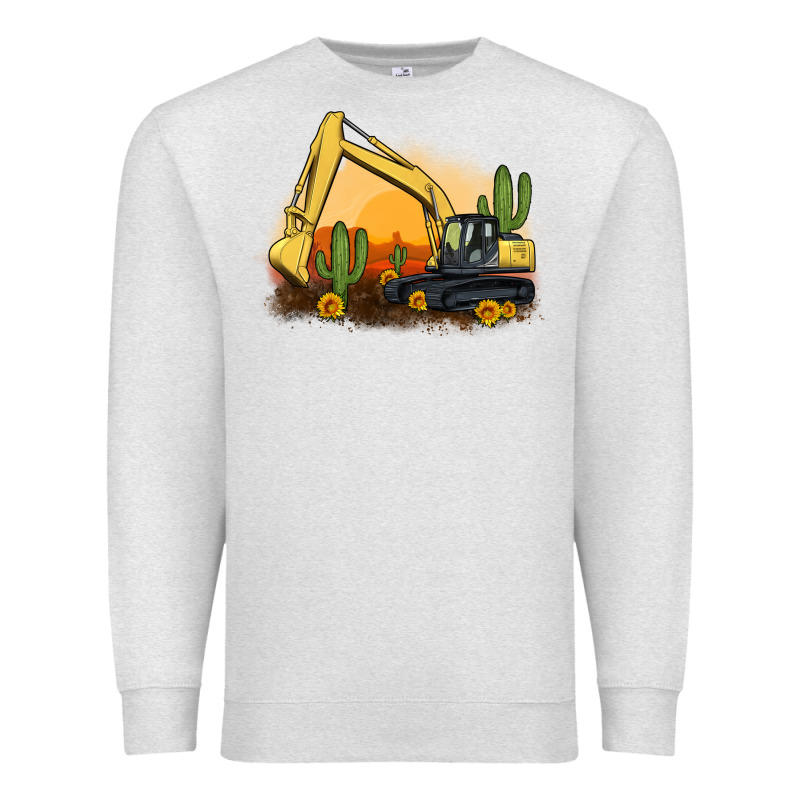 Excavator Cactus Sunflower Sunset Premium Sweatshirt by Artiststas | Teevron