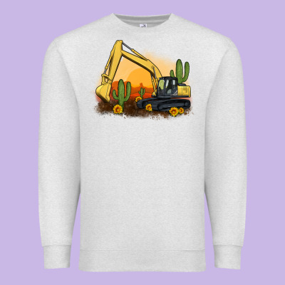 Excavator Cactus Sunflower Sunset Premium Sweatshirt Designed By Artiststas