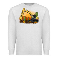 Oatmeal Heather excavator cactus sunflower sunset Premium Sweatshirt - Artiststas