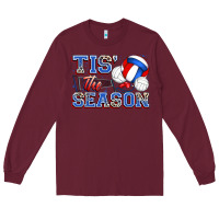 Burgundy tis' the season volleyball Long Sleeve Tee - Zillion Design Studio