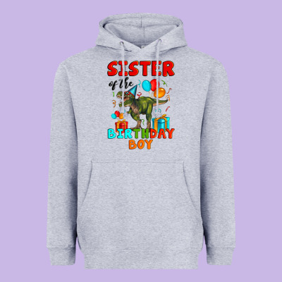 Sister Of The Birthday Boy T Rex Heavyweight Hoodie Designed By Artiststas