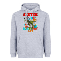 Heather Grey sister of the birthday boy t rex Heavyweight Hoodie - Artiststas