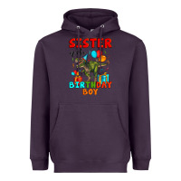 Plum sister of the birthday boy t rex Heavyweight Hoodie - Artiststas