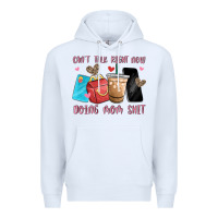 White can't talk right now doing mom shit Premium Hoodie - MaliasSmallBusiness