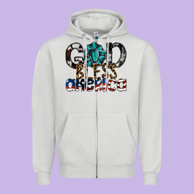God Bless America Zipper Hoodie Designed By Sublimationcraftshop