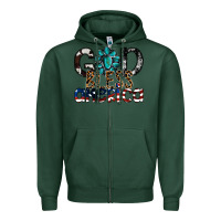 Sports Green god bless america Zipper Hoodie - SublimationCraftShop
