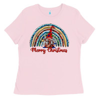 Bubblegum Pink merry christmas gnomes   rainbow Ladies Tee - BarkalooDesign