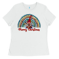 White merry christmas gnomes   rainbow Ladies Tee - BarkalooDesign