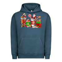 Pigment Midnight Navy Santa coffee cups Urban Hoodie - NancyCooperArtShop