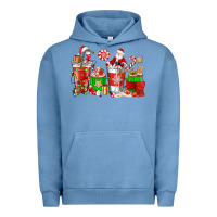 Pigment Pebble Blue Santa coffee cups Urban Hoodie - NancyCooperArtShop