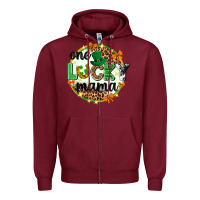 Burgundy One lucky mama  St. Patricks Day Zipper Hoodie - Neo Western
