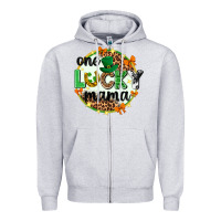 Heather Grey One lucky mama  St. Patricks Day Zipper Hoodie - Neo Western
