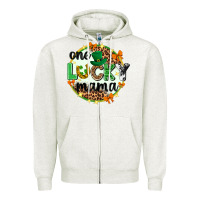 Oatmeal Heather One lucky mama  St. Patricks Day Zipper Hoodie - Neo Western