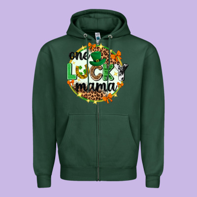 One Lucky Mama  St. Patricks Day Zipper Hoodie Designed By Neo Western