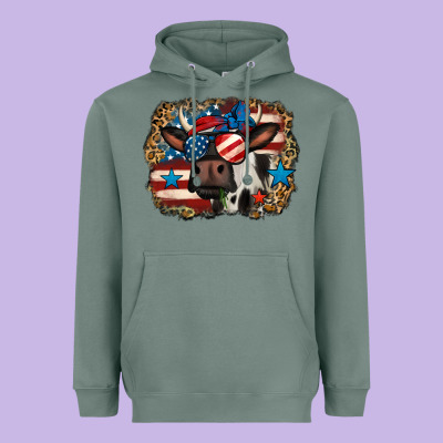 4th Of July Cow Heavyweight Hoodie Designed By Jasminsmagicworld