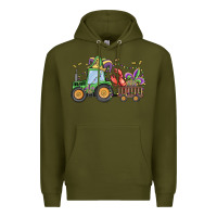 Army Green mardi gras tractor Premium Hoodie - MaliasSmallBusiness