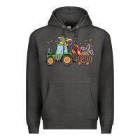 Charcoal Heather mardi gras tractor Premium Hoodie - MaliasSmallBusiness