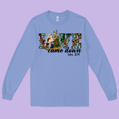 Love Came Down Holy Family Long Sleeve Tee Designed By Ranaportraitstore