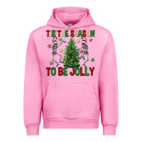 Fuchsia Pink Tis' the season to be Jolly Urban Hoodie - NancyCooperArtShop