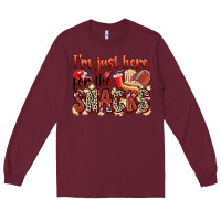 Burgundy i'm just here for the snacks american football Long Sleeve Tee - Zillion Design Studio